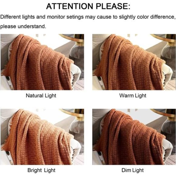 Fall Throw Blanket for Couch-Soft Boho Farmhouse Throw Blanket,Cozy Waffle Knit - Picture 6 of 6